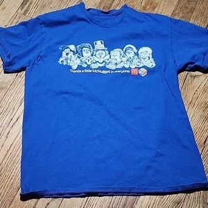 Blue Graphic Tee with Fun Characters